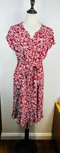 Jacqui E Floral Shift Dress Size AU 14 US 10 Waist Tie Red White Purple RRP$149 - Picture 1 of 10