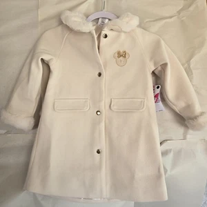 Disney Junior Minnie Mouse Girls Dress Coat Sz. 6 Merry & Bright Faux Fur Cream - Picture 1 of 11