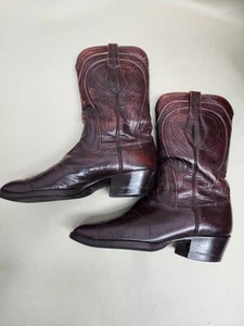Lucchese Boots Size 11D Santini Goat Leather Brown High Gloss Handmade - Picture 1 of 6