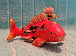 Enameled Koi Fish Hinged Erring/Trinket Box - Bild 1 von 10