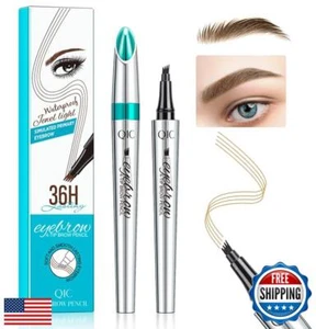 Microblading Eyebrow Pen New 3D Waterproof Eyebrow Pencil 4 Tipped Precise Br - Picture 1 of 5