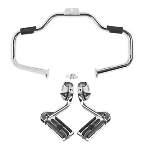 Mustache Engine Guard Crash Bar Foot Peg Clamps Fit For Softail Fatboy 00-17 US - Picture 1 of 10