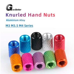M3 M3.5 M4 Through Hole Knurled Thumb Nut Aluminum Hand Grip Knobs Round Nuts - Picture 1 of 6