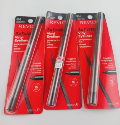 3 PACK REVLON VINYL EYELINER SMOOTH GLIDING GEL PENCIL 864 FORCE OF STEEL - Image 1 of 4