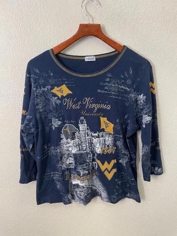 P. Michael West Virginia Mountaineers WVU Women’s Embellished Shirt Size 20.5x23 Cover