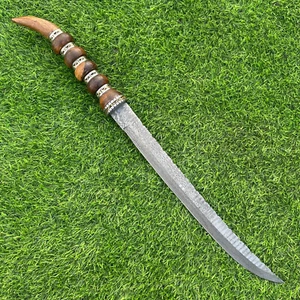 Beautiful Custom Made Damascus Steel Sword w/Sheath Collectible Battle Ready, 63 - Picture 1 of 6