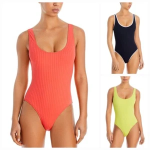 Traje de baño de una pieza liso y a rayas The Annemarie cuello redondo, colores/tallas - Imagen 1 de 16