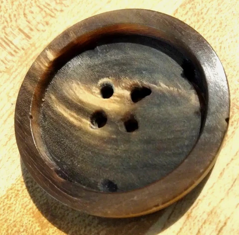 Vintage Antique Estate HUGE Natural carved horn Collectable coat sewing Button Cover