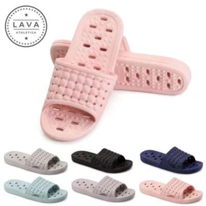 Womens Mens Slippers Bath Shower Non-Slip Bathroom Sandals Ourdoor Shoes w/Hole - Picture 1 of 18