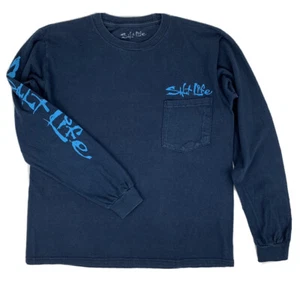 Salt Life Youth Blue Shirt Long Sleeve "Shut Up N Reel" Print T-Shirt Size Small - Picture 1 of 12