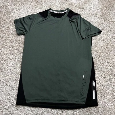 Camisa Spyder Active Hombre Mediana Verde Pro Manga Corta Correr Gimnasio Entrenamiento Bolsillo Foto 1 de 4