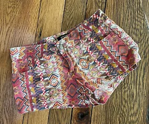 Womens Juniors Forever 21 Low Rise Geometric Linen Cotton Blend Shorts Sz 25 - Picture 1 of 3