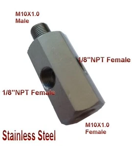 Fitting / Oil Pressure Gauge Meter Two 1/8" NPT female & M10 10X1 Male & F. L-DZ - Bild 1 von 1