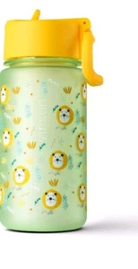 VINSUN Kids Water Bottles 500ml with Straw, Green Drinks Bottle with Lions - Picture 1 of 10