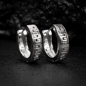 Kleine massive Herren weiß vergoldete 925 Sterlingsilber griechische Ohrringe - Bild 1 von 5