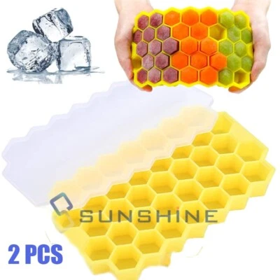 Premium Ice Cube Trays Silicone Hexagonal Ice Cube Molds with Sealing Lid 37Grid - Image 1 of 4