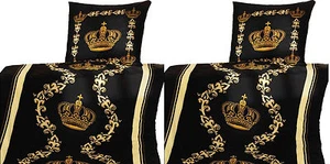 2x Juegos de ropa de cama 2 piezas Microfibra Oro Corona Diseño Funda de cama Calidad Superior - Imagen 1 de 1