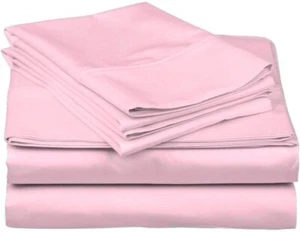 JUEGO DE SÁBANAS Y LITERAS 1000 TC ALGODÓN EGIPCIO ROSA SÓLIDO AUTOCARAVANA TODOS LOS TAMAÑOS - Imagen 1 de 6