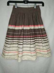 H&M Rock Gr. 2 gestreift braun koralle elfenbein knielang - Bild 1 von 6