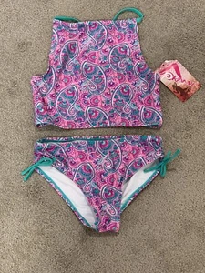 Kanu Surf Bikini 2 Piece Swimsuit Girls' Sz 12 Sundance Paisley Beach Sport NWT - Picture 1 of 6