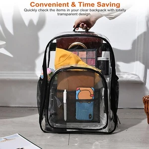 Large Heavy Duty Clear Backpack Transparent PVC School Stadium Waterproof UK - Picture 1 of 11