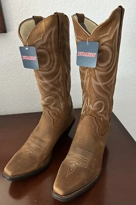 Botas occidentales Durango para mujer punta corta celos cuero de grano completo superior talla 10 Foto 1 de 4