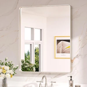 30 X 36 Brushed Nickel Bathroom Mirrors for over Sink, Rounded Rectangle Bathroo - Picture 1 of 8