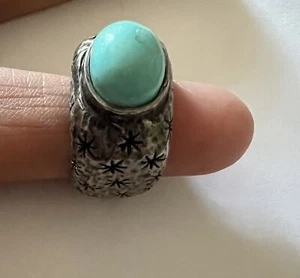 Vintage Sterling Silber 925 Navajo Türkis großer Ring Größe 6,5 Mark OLM - Bild 1 von 11