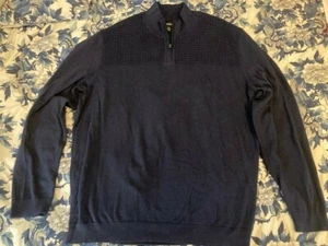 Alfani Mens 1/4-Zip Ribbed SHOLDERS NAVY BLUE Pullover Sweater 2XL NWOT - Picture 1 of 5
