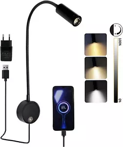 LED Leseleuchte Dimmbar Tischlampe Schwanenhalsleuchte Bettleuchte Leselampe - Bild 1 von 7