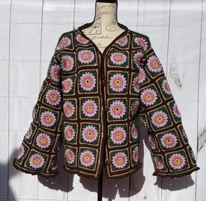 Stunning One Of A Kind Crochet Forest Lily Coat. Crochet Art. - Picture 1 of 4