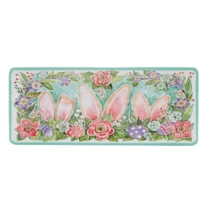Certified Joy of Easter Bunny Ears Floral Melamine Appetizer Slider Platter Tray - Picture 1 of 1
