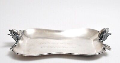 Vintage Spanish 915 Silver Presentation Tray Dish Acorn Design Engraved 10 X6  • 450$