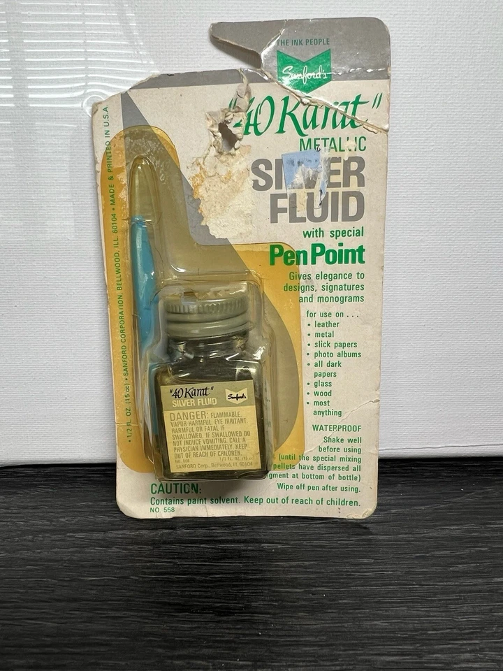 Fluido de plata metálico de 40 quilates Sanford de colección nuevo en paquete con punta de pluma especial Foto 1 de 1