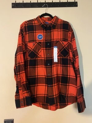 Nuevo con etiquetas Arizona Jean CO XL Naranja Negro Cuadros Abotonada Franela Súper Suave Foto 1 de 3