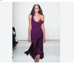 Prabal Gurung Purple Runway Knit & Silk Assymetrical Dress, Sz 10, EUC - Picture 1 of 5