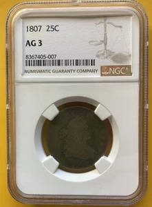 1807 25C Draped Bust Quarter NGC AG 3 About Good - Picture 1 of 2