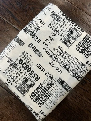 MODA Comma by Brigitte Heitland Zen Chic - 1 1/3 Yards Black Number Bar Code VTG - Image 1 of 3