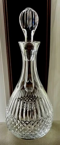 "Decantador de cristal transparente corte profundo 12"" de alto fondo de flor con tapón" - Imagen 1 de 7