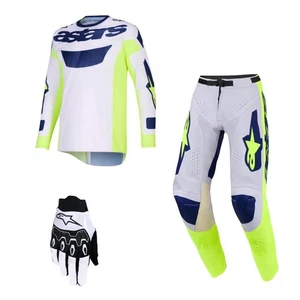 Alpinestars MX Combo Hose Shirt Racer Air Riway blau gelb Motocross Set Han - Bild 1 von 5
