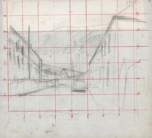 George Chapman (1908-1994) - Pencil Drawing - Welsh Street Landscape Sketch - Picture 1 of 2