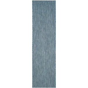 Courtyard Navy/Gray 2 ft. x 14 ft. Solid Indoor/Outdoor Patio Runner Rug - Picture 1 of 11
