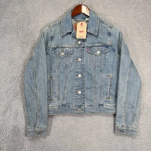 New Levis Original Trucker Jacket Womens Medium Blue Denim Jean Light Wash - Picture 1 of 9