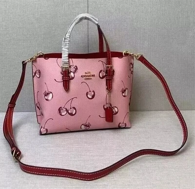 Bolso de Hombro Mollie Tote 25 Rosa Cereza 2 Vías Lona Cuero CR293 Foto 1 de 4