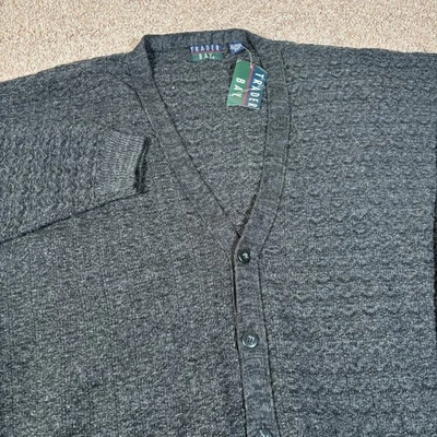 Trader Bay Mens 2XLT Charcoal Gray V-Neck Button Front Cardigan Sweater - Image 1 of 4