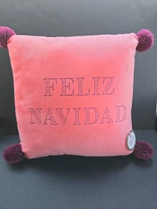 Feliz Navidad Rosa Kissen Dekor - Neu - Bild 1 von 4