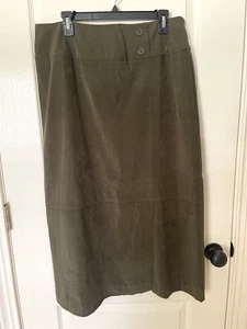 Norton Studio Damen Wildlederimitat wadenlanger Rock mit Stretch Größe 12 grün - Bild 1 von 4