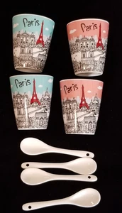 Enesco 2018 Markus Binz - Paris - Expresso / Schnaps / Tassen mit Löffeln: 4er Set - Bild 1 von 4