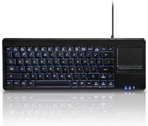PERIBOARD-315H, Wired USB Backlit Keyboard with Touchpad and 2 USB Ports, Bla... - Picture 1 of 8