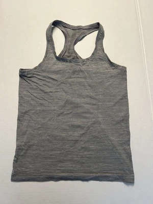 Lululemon Wee Are From Space White Gray Stripe Swiftly Tech Racerback Tank Sz 8 - Image 1 of 4